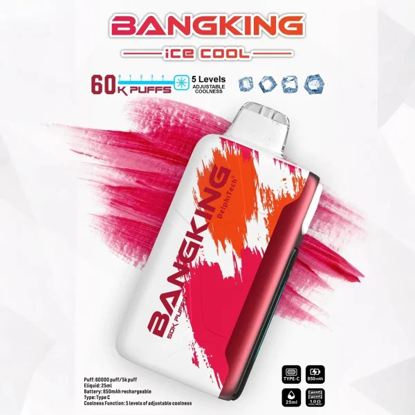 一次性電子煙｜Bang King Ice Cool 60000 - 櫻桃草莓口味