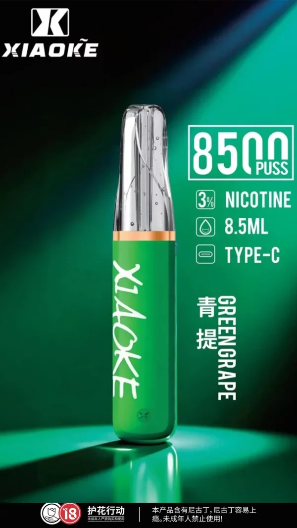 一次性電子煙｜XIAOKE 梟客 8500口 - 青提口味